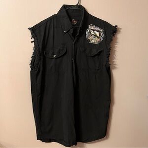 Men’s and Biker Club sleeveless, distressed, Y2K vintage motorcycle shirt